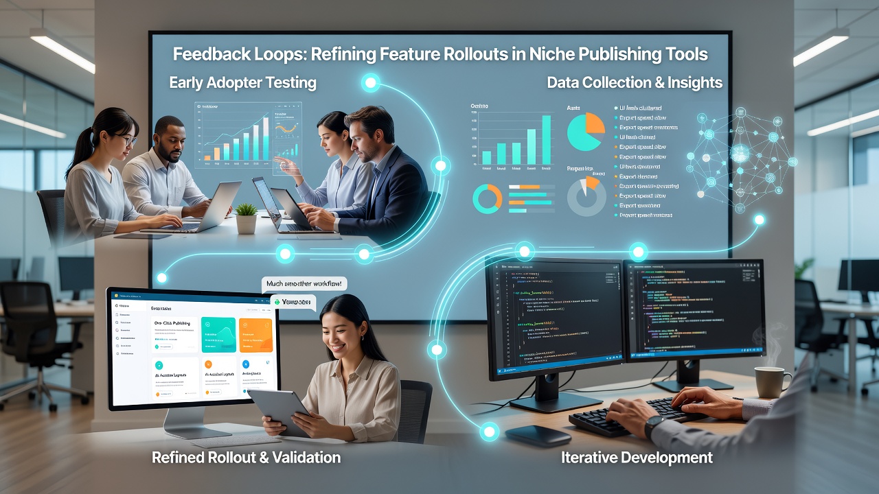 Dashboard view showing aggregated user feedback metrics for publishing tool refinements